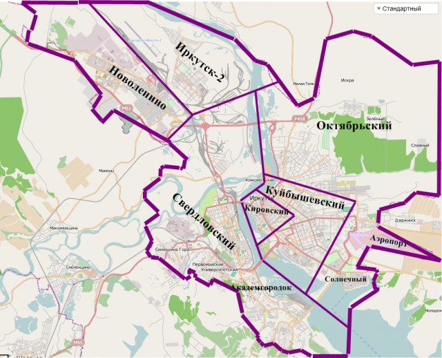 Карта Иркутска