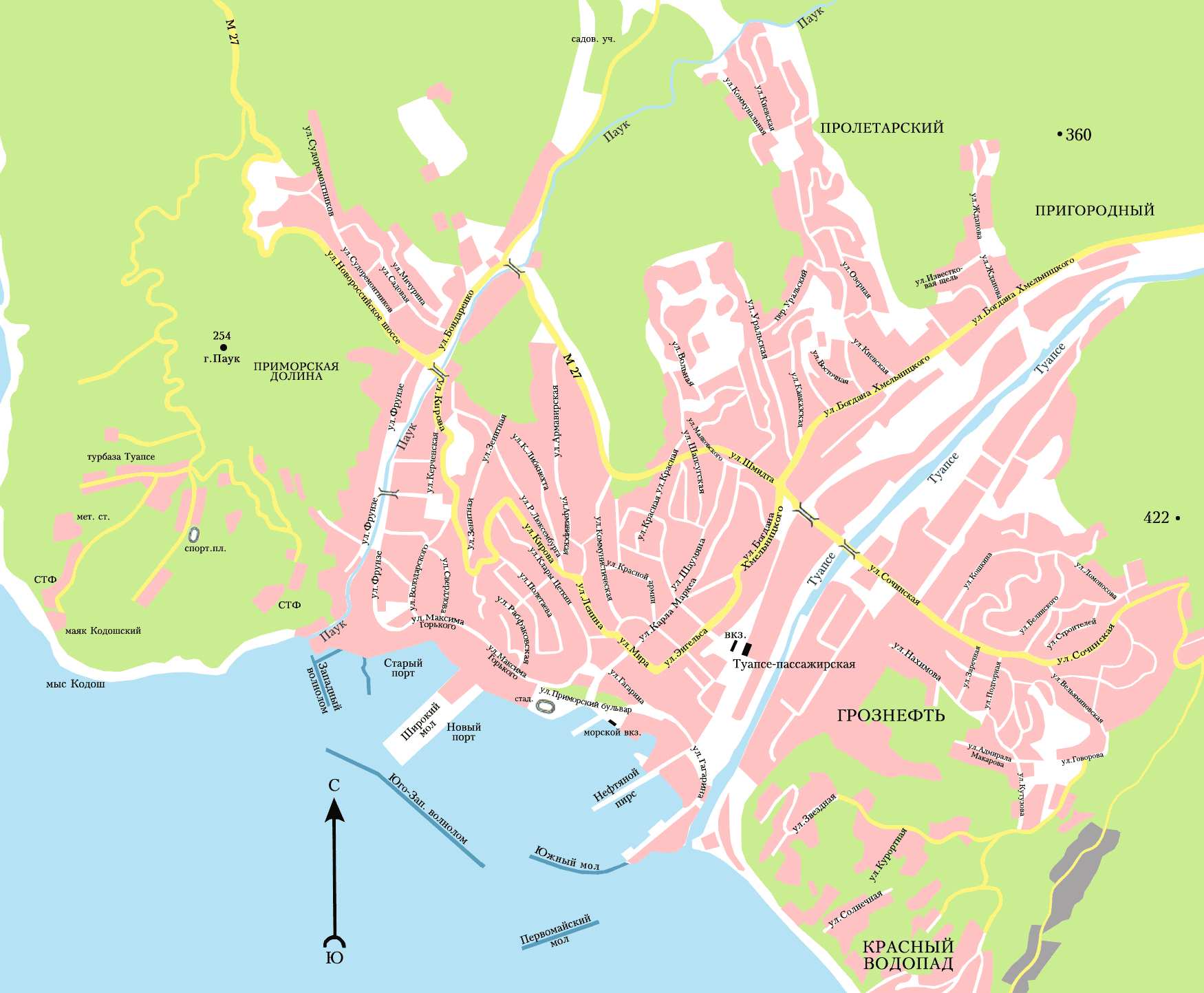 Карта районов Туапсе