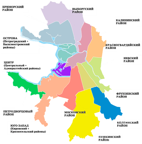 Карта районов Санкт-Петербурга