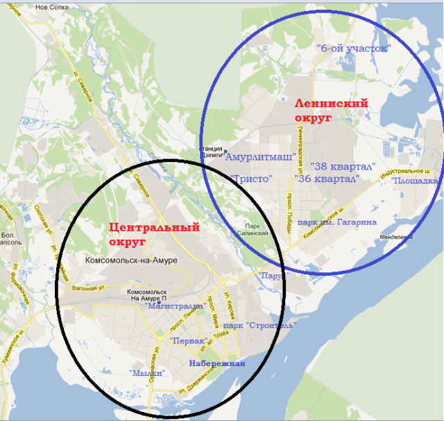 Карта Комсомольска-на-Амуре