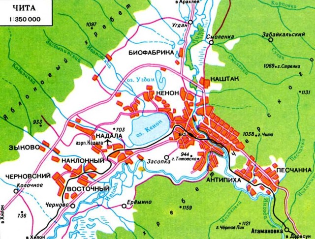 Карта-схема Читы