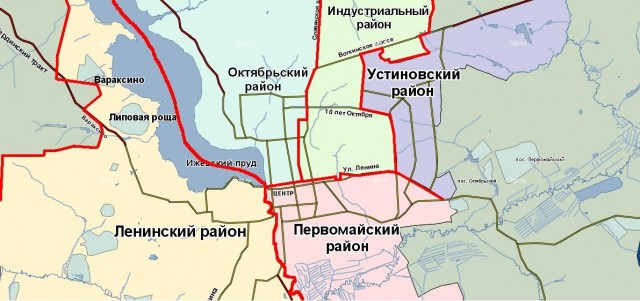 Karta rayonov Izhevska