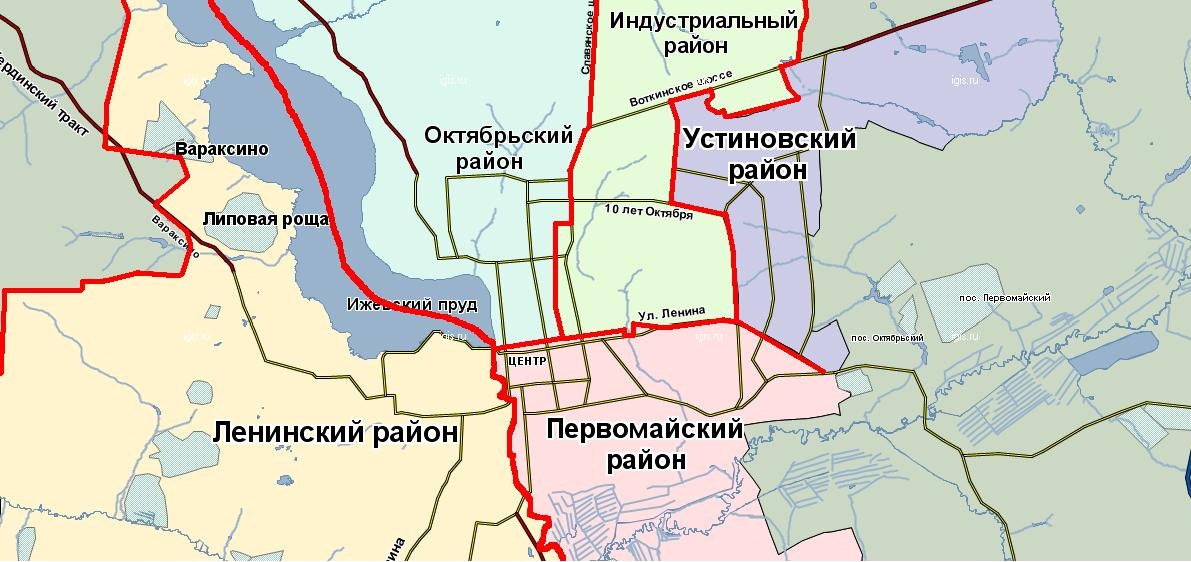 Где находится октябрьском районе. Границы районов Ижевска. Карта города Ижевска по районам. Районы Ижевска на карте. Районы города Ижевска на карте.