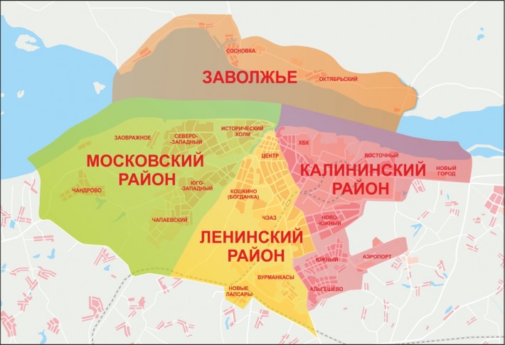 Карта районов Чебоксар