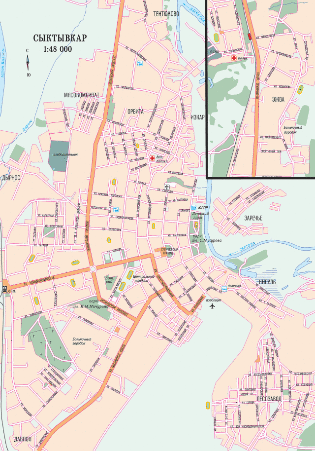 Карта Сыктывкара