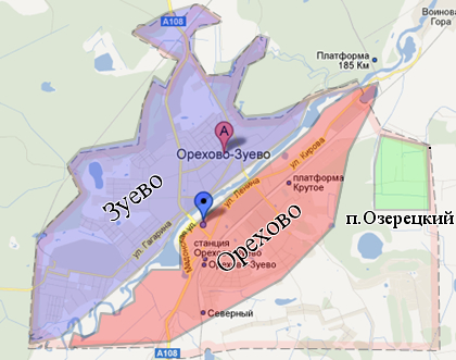 Карта Орехово-Зуево