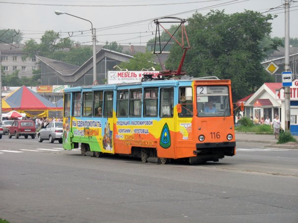 Трамвай в Индустриальном районе Череповца