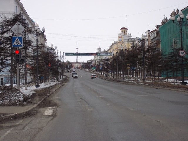 Магадан. Улица Ленина. Вид на телевышку