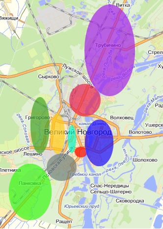 Карта Великого Новгорода