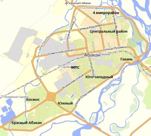 Карта Абакана