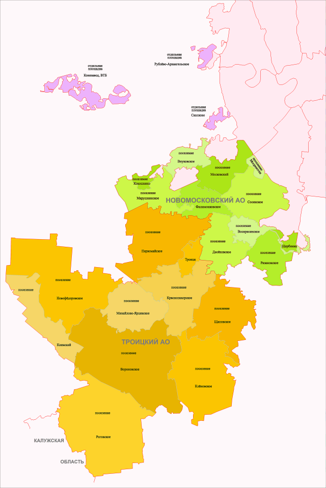 Схема поселений Троицкого и Новомосковского округов 