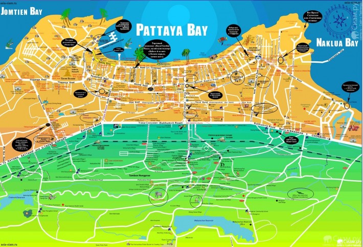 Карта Паттайи с основными улицами