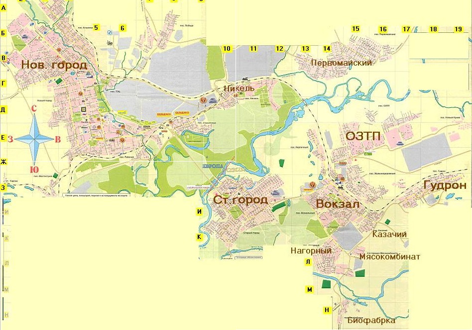 Карта Пригорода Оренбурга Карта Пригорода Оренбурга